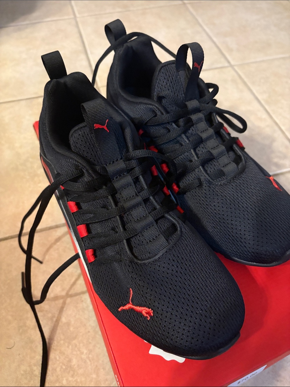 Puma Men’s Black Sneakers with Red Accents